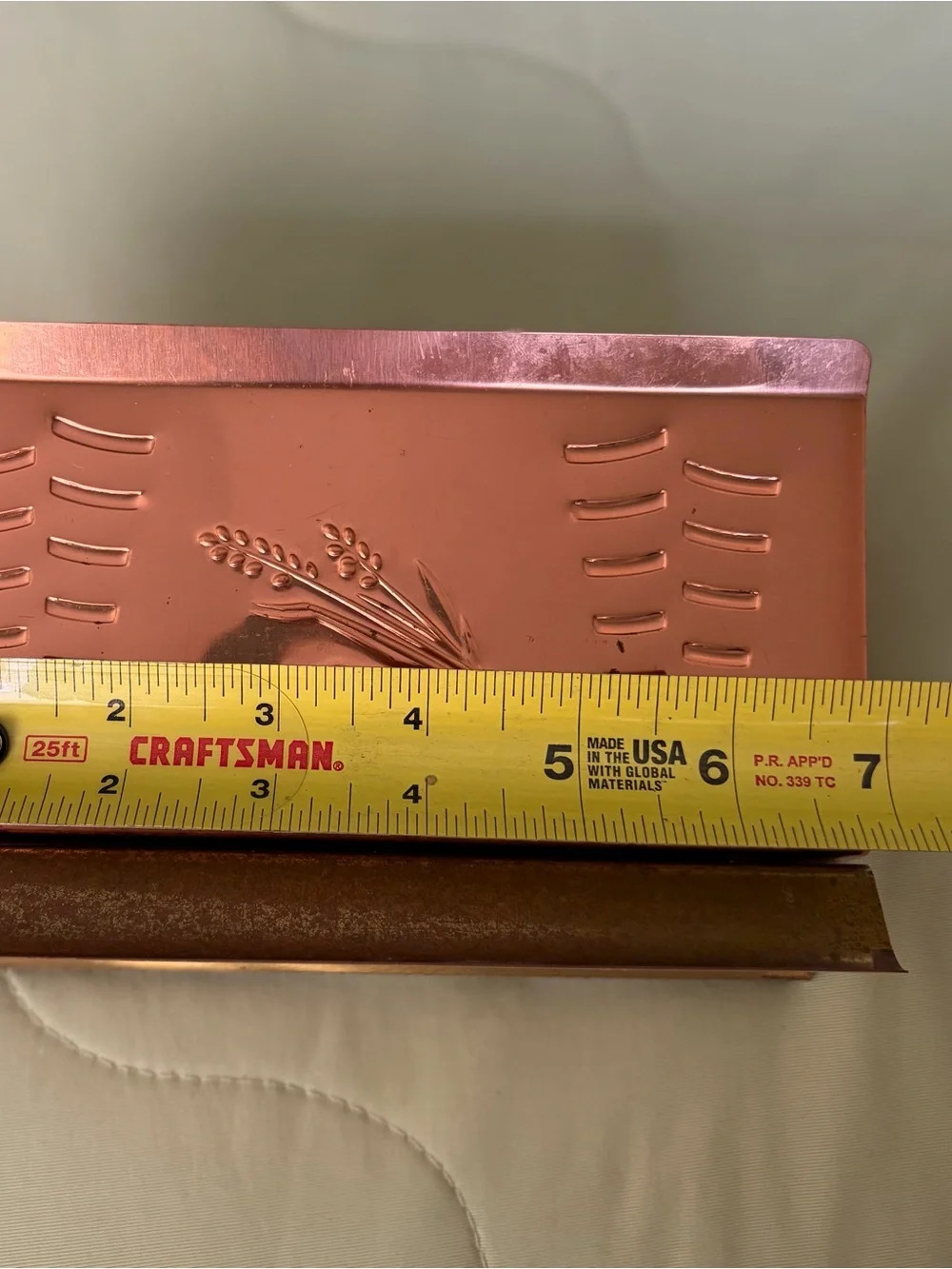 Vintage Cottagecore Farmstead Embossed Wheat Copper Kitchen Napkin Holder